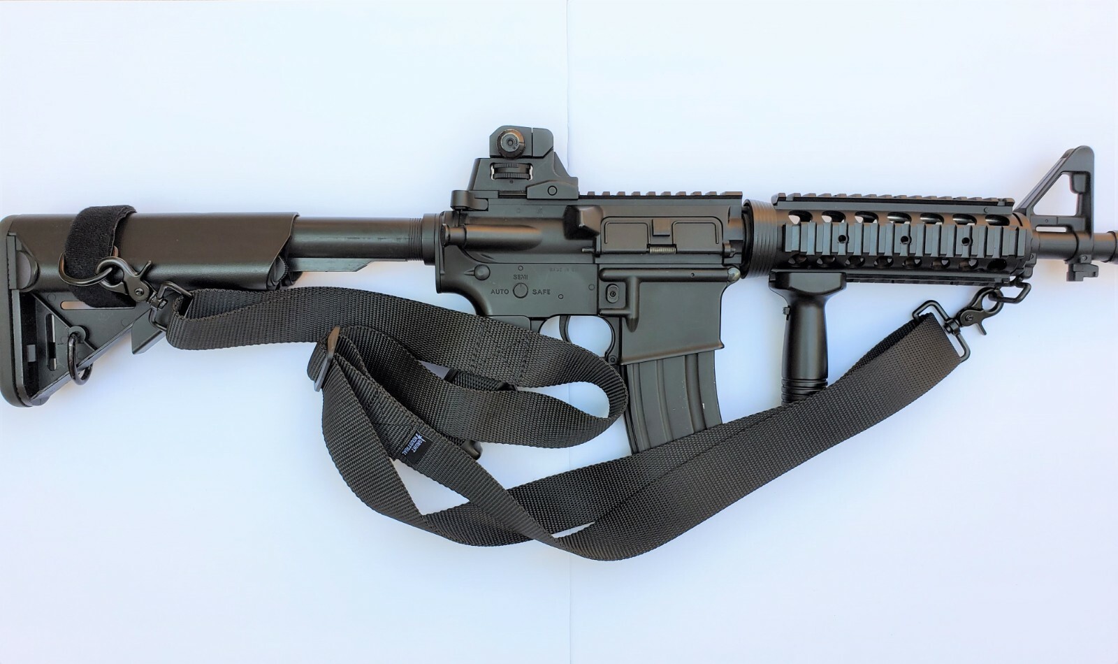 1.5" Wide 2-point Metal Snaps BLACK Sling for Rifle/Airsoft with Free Carabiner!