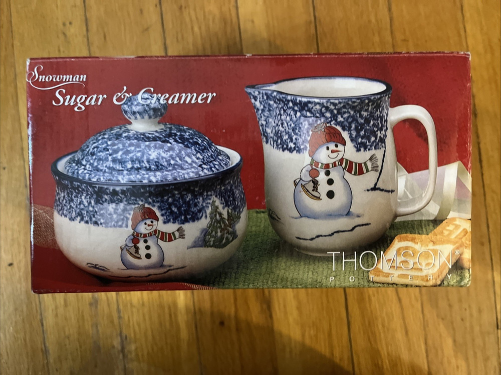 Thomson Pottery Snowman Sugar & Creamer