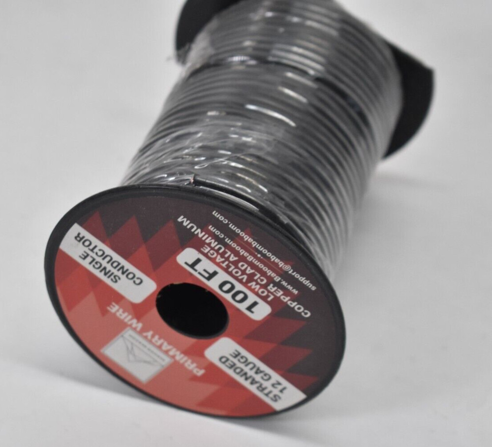 Baboom Baboom Primary Wire Stranded 12 Gauge Single Conductor 100' Black Cable