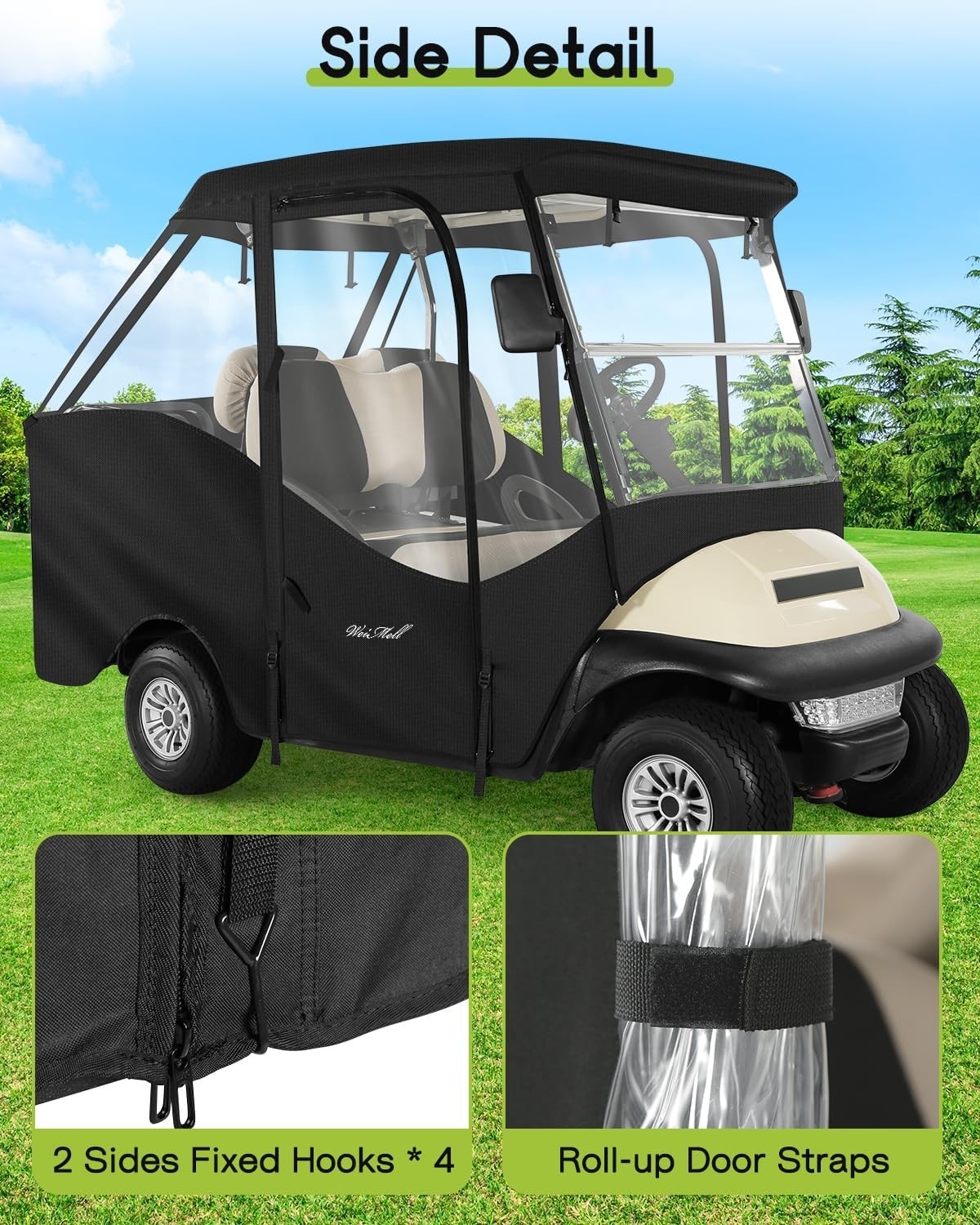 4 Passenger Golf Cart Enclosure for Club Car Precedent Tempo Short Roof 2+2.....