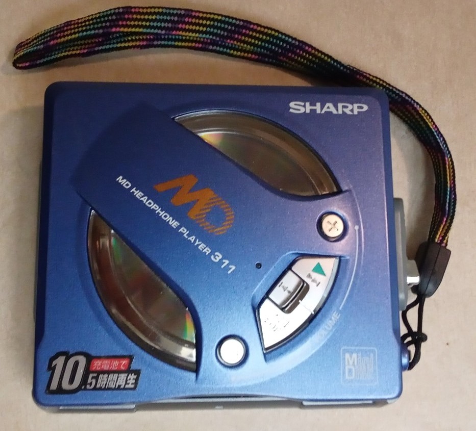 SHARP MD-SS311-A BLUE Slot-In MDLP MiNiDiSC Player CD NICE CONDITION WORK