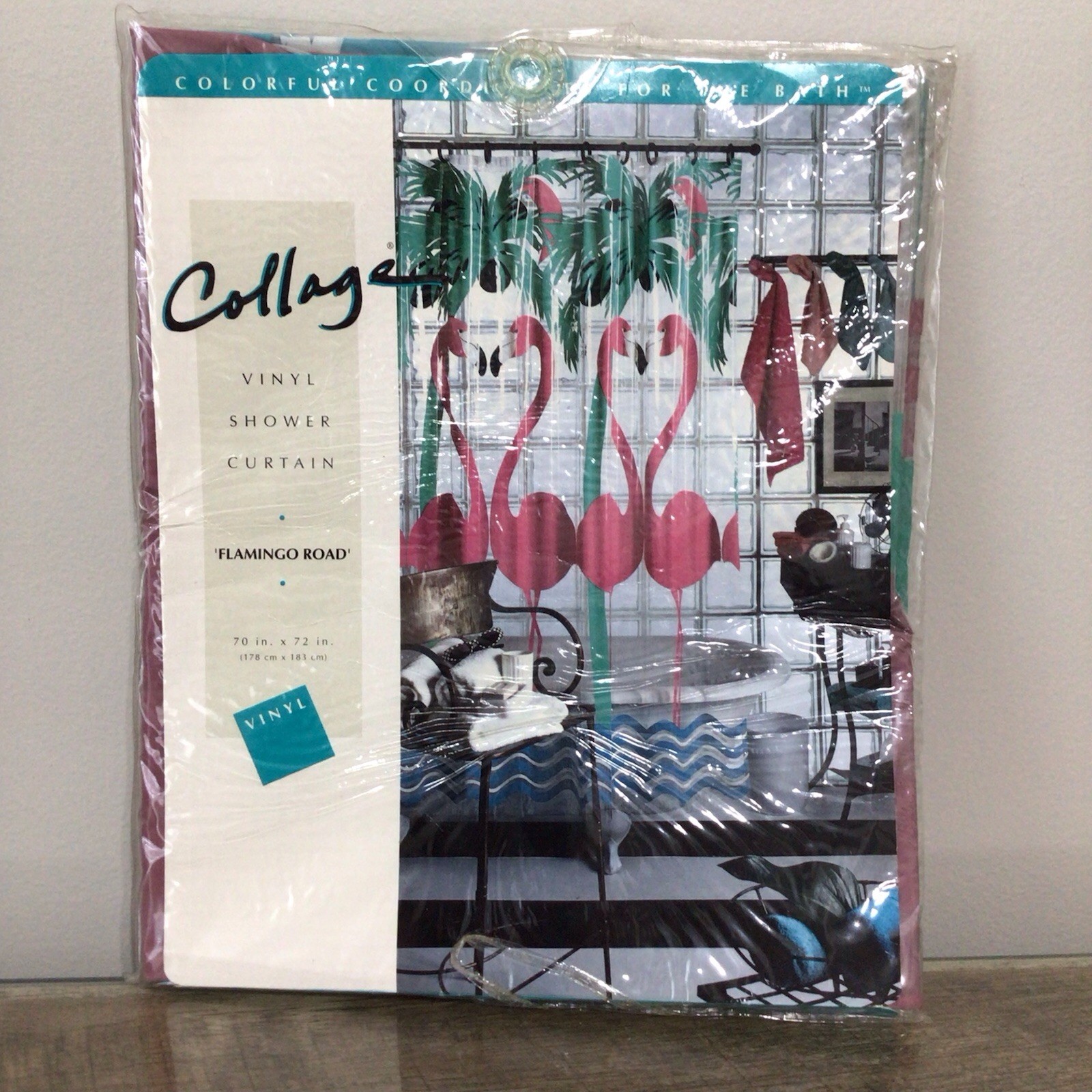 Vintage New “Flamingo Road” Shower Curtain 70x72 Vinyl