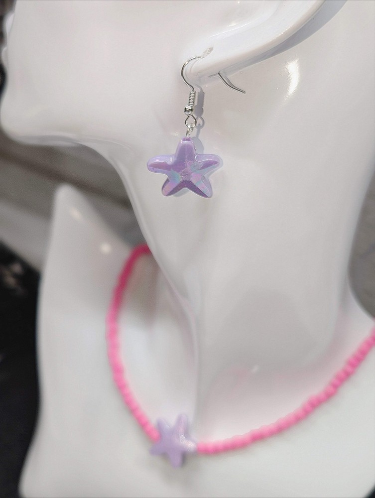 Purple Starfish Earrings