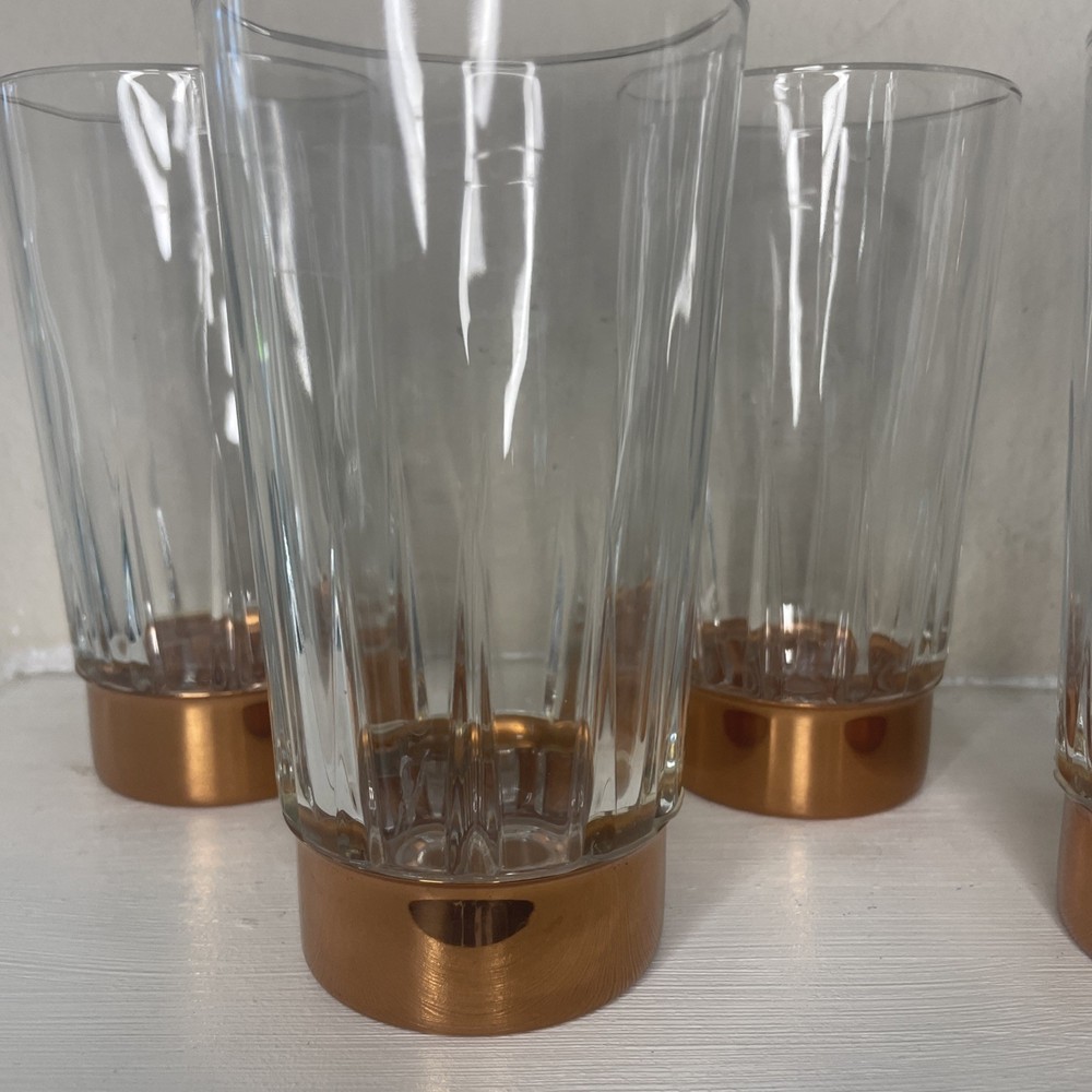 Coppercraft Guild Arcoroc Copper Bottom Drinking Glasses 4
