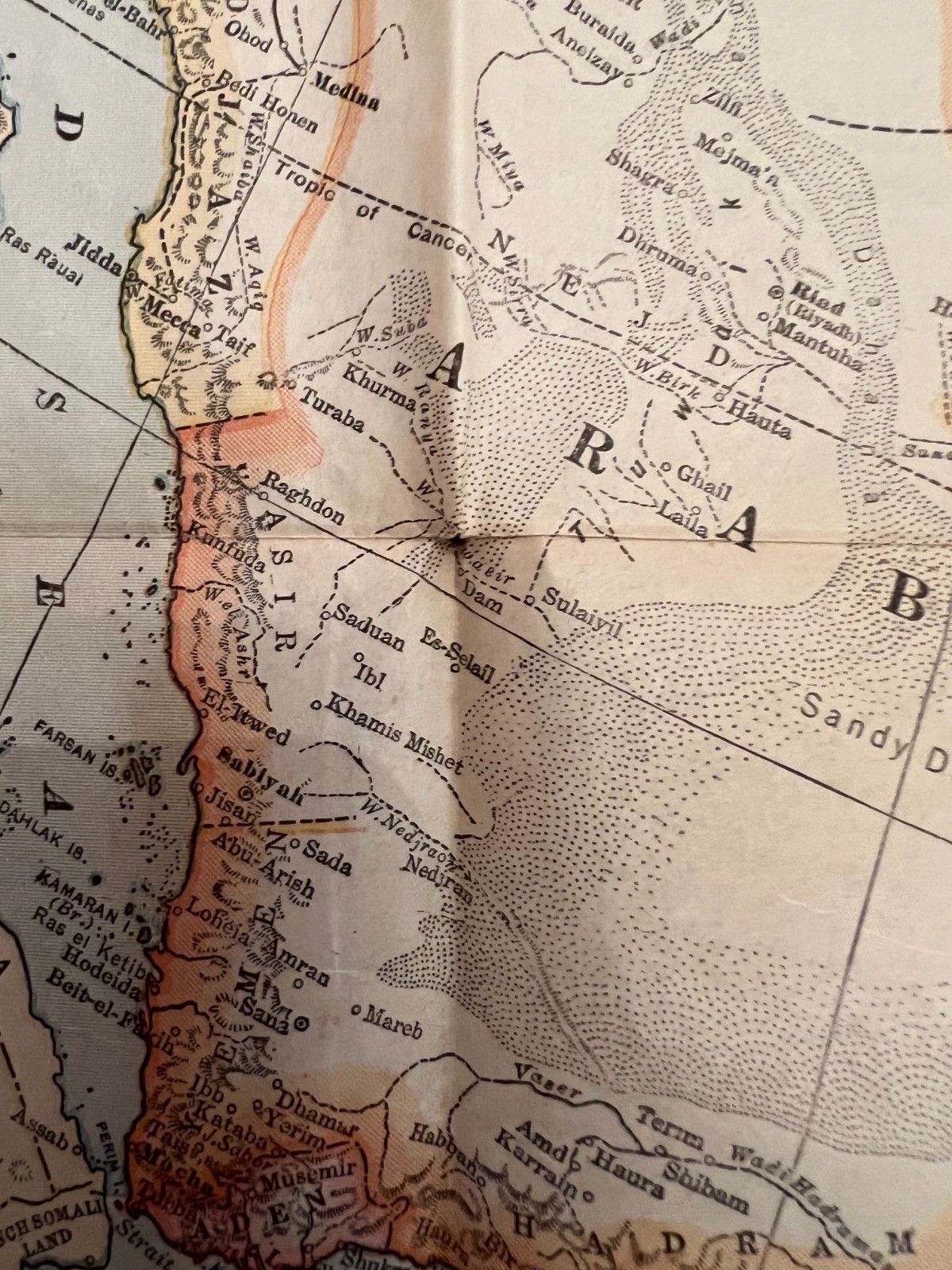 Original 1921 MAP of ASIA Post WW1 Vintage