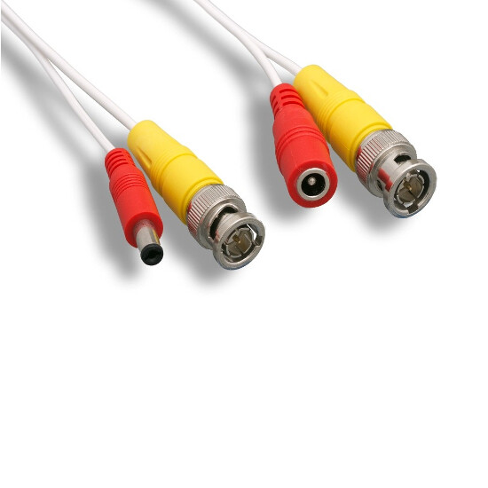 KNTK 100ft BNC/DC Cable Video/Power Cord for Security Camera CCTV DVR White