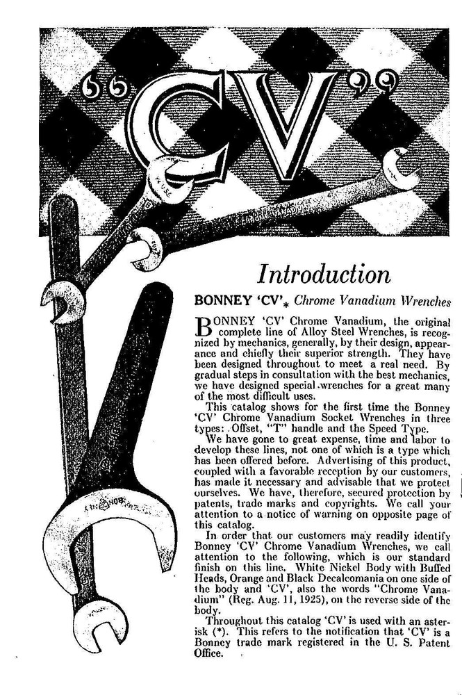 Catalog Fits 1925 Bonney Wrenches Tool No. 26