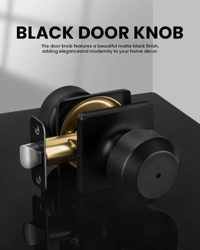 Haidms 6 Pack Black Door Knobs Interior, Privacy Interior Privacy,