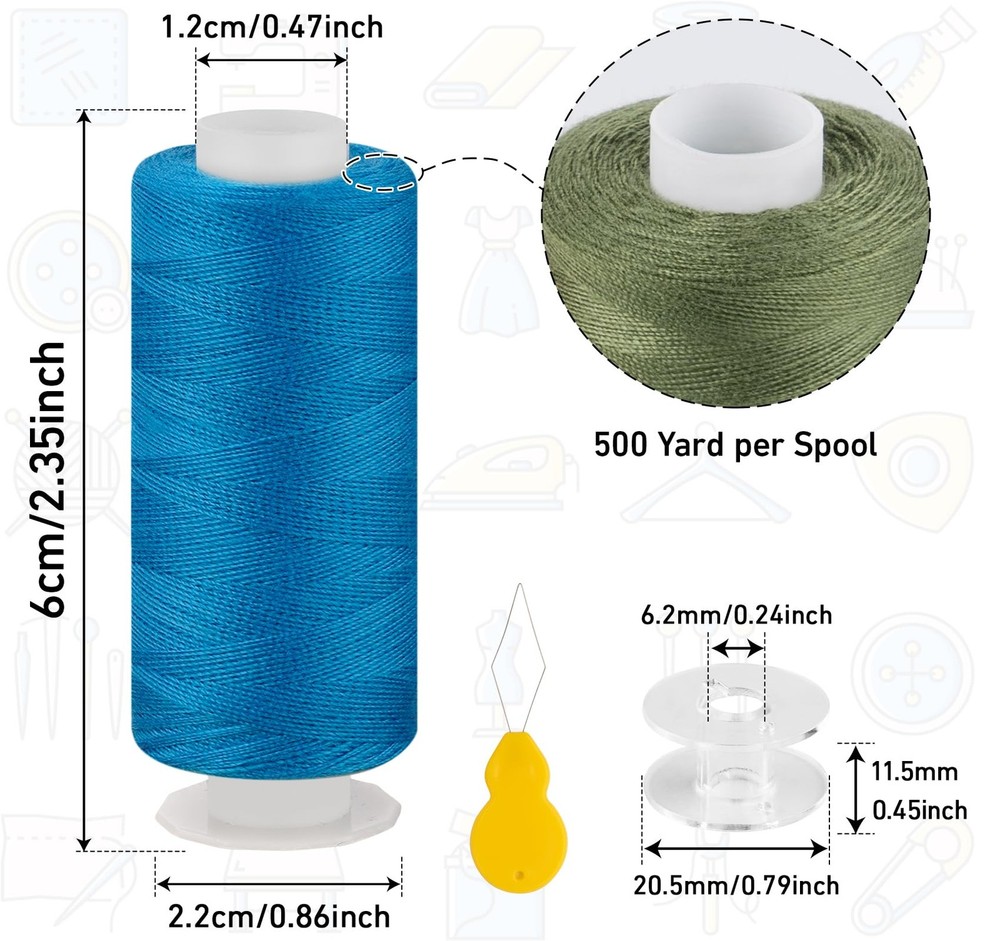 30 Color 500yd Polyester Sewing Thread Assortment for Hand Quilting