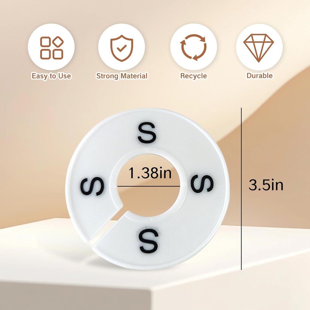 BRBASAP 8pc Closet Divider Rings Size Tags