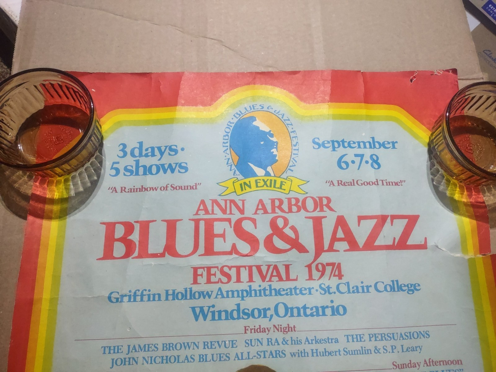 ORIGINAL 1974 ANN ARBOR BLUES & JAZZ FESTIVAL POSTER FEATURING JAMES BROWN