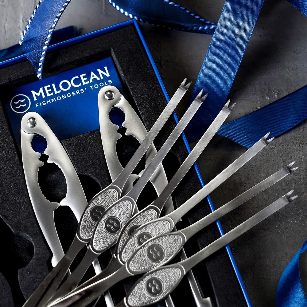 Premium Crab Crackers & Seafood Tool Set - 2 Crackers, 6 Forks, Nutcracker Kit