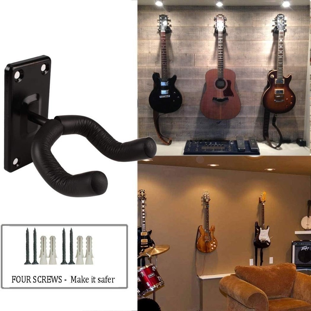 Versatile Black Metal Guitar Wall Mount - Perfect for Showcasing Instruments