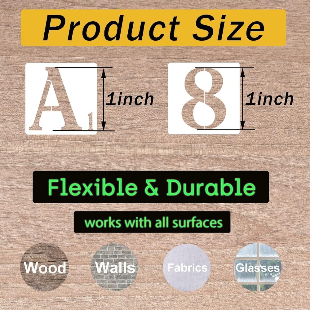 1 Inch Letter Stencils Set, 42 Reusable Plastic Templates for DIY Art Projects