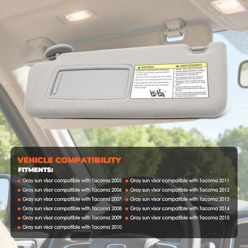 Light Gray Sun Visor Left Driver Side Compatible with Tacoma Light Gray (Left)