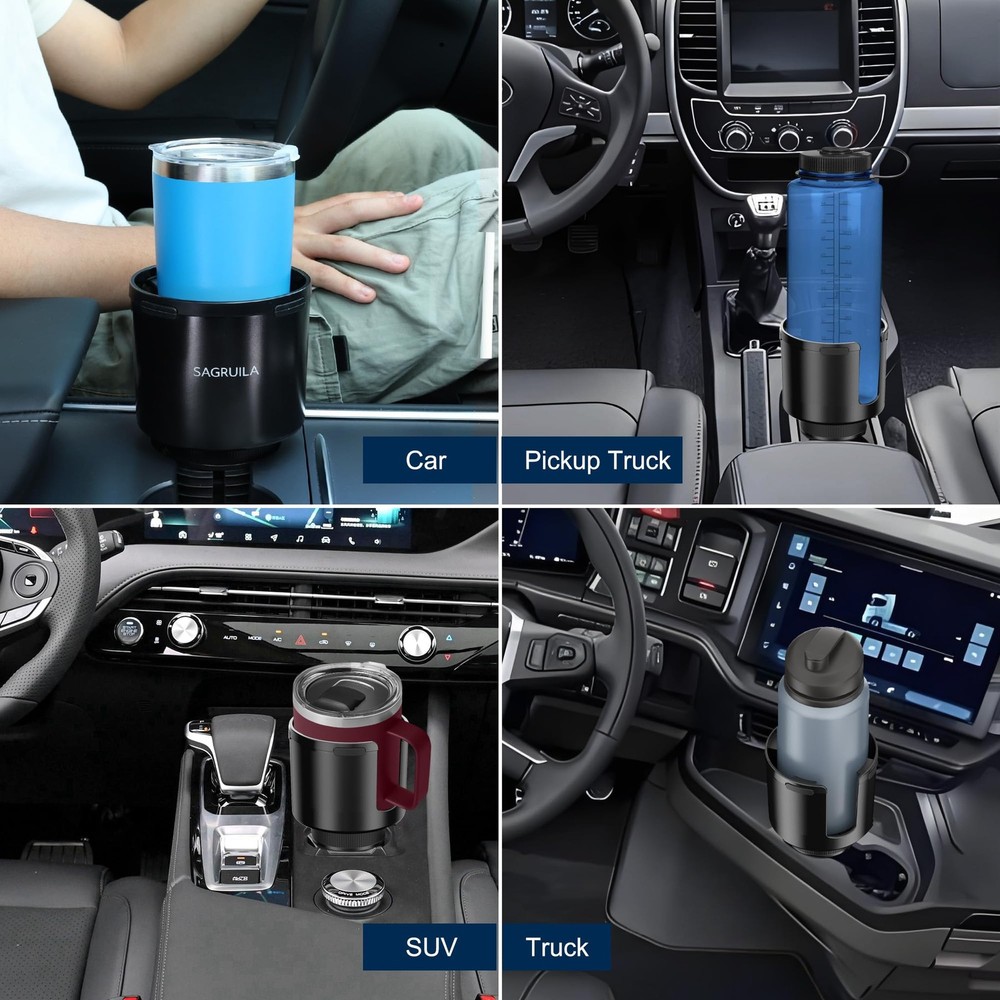 Car Cup Holder Expander, Cup Holder Expander for Car with Stretchable Rubber ...