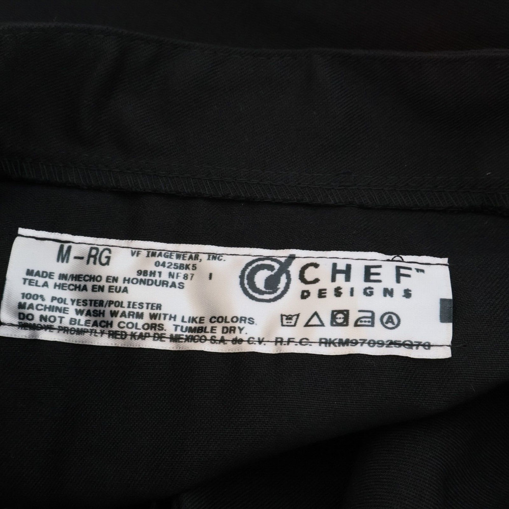 Chef Designs Chef Jacket Double Breasted Mens Size M Black 100% Polyester Collar