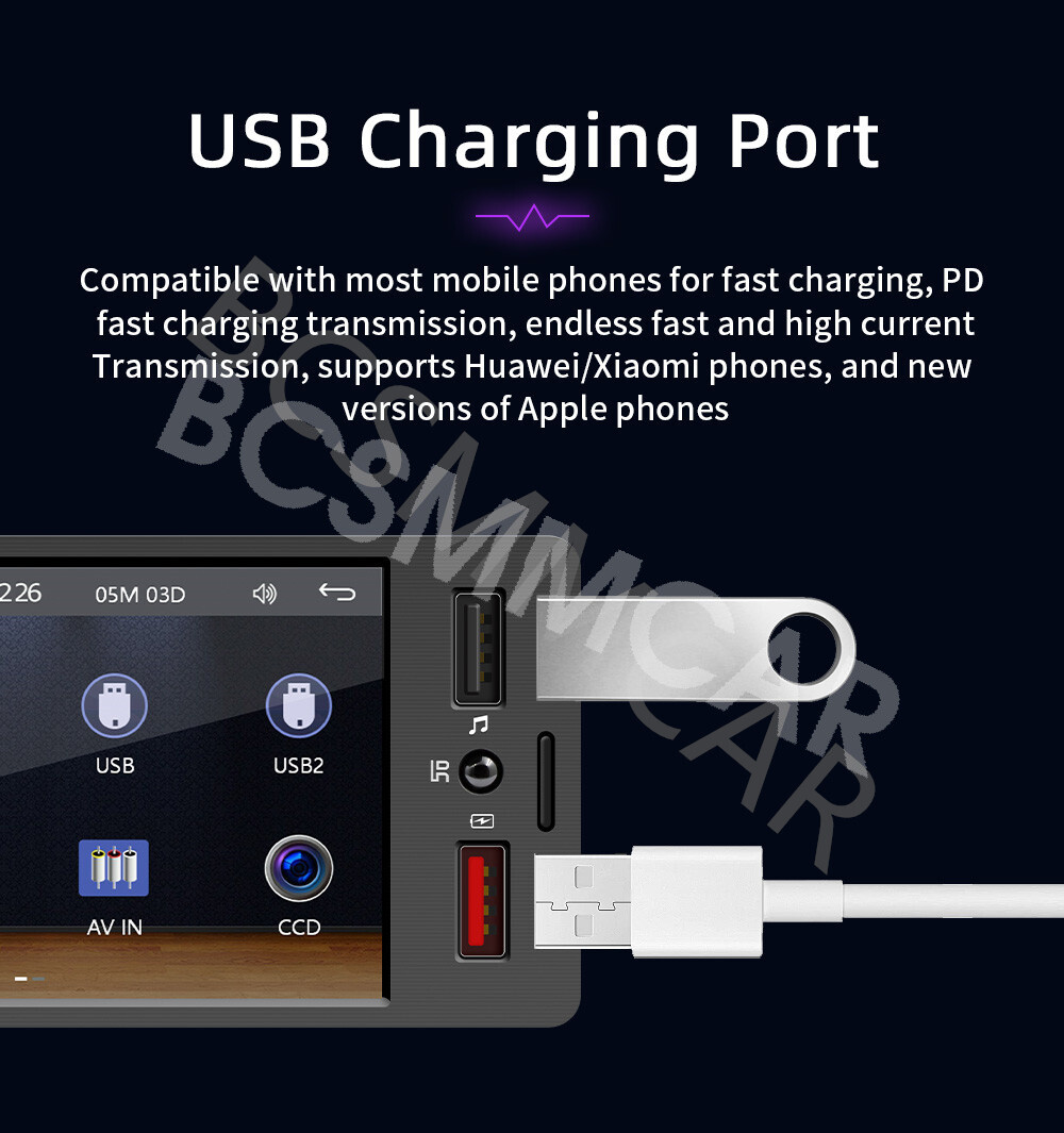 Touch Screen Car Stereo MP5 Player Radio For Apple CarPlay Android Auto BT TF