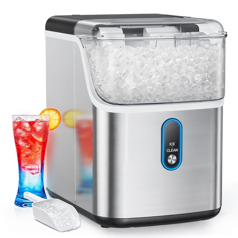 Nugget Ice Maker Countertop, HOMEZAY Pebble with Soft Chewable...