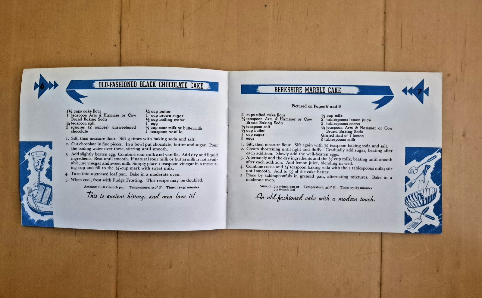 Vintage 1938 GOOD THINGS TO EAT MY FAVORITE CHOCOLATE CAKES - Arm & Hammer RARE