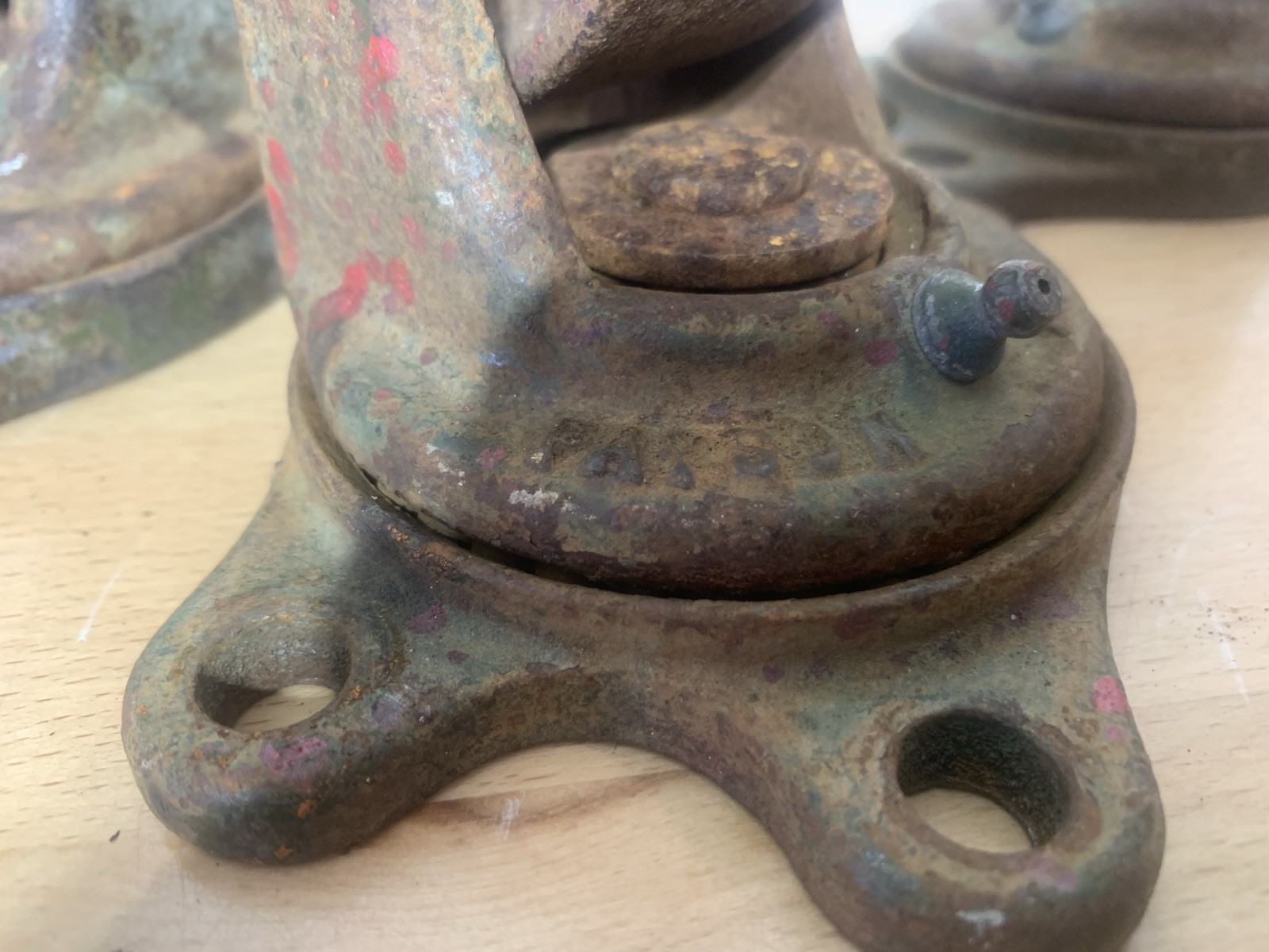 Antique Payson Cast Iron Swivel Casters Industrial Wheels with Grease Fittings