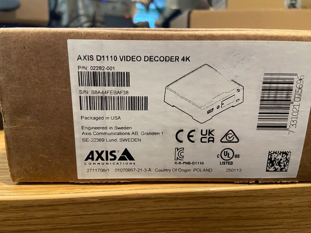 Axis D1110 Video Decoder 4K 02282-001-01 - NEW / OPEN BOX