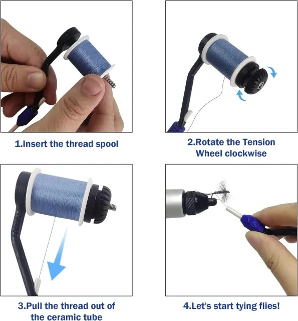 Fly Tying Tool Disc Drag Ceramic Lined Black Bobbin Holder x 2