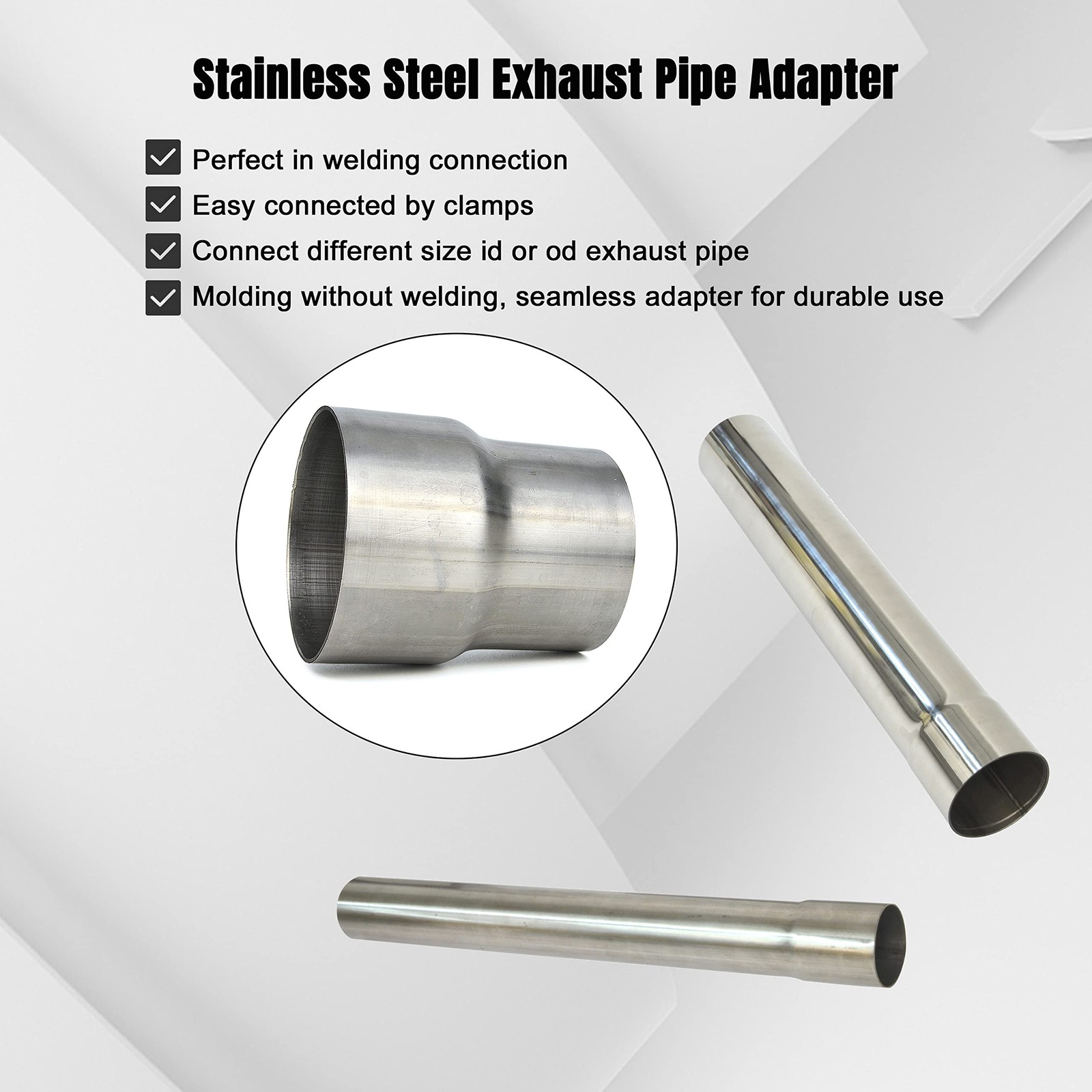 Elifecenter Universal Stainless ID 2.5 inch to OD 3 2.5" 3" OD, Silver