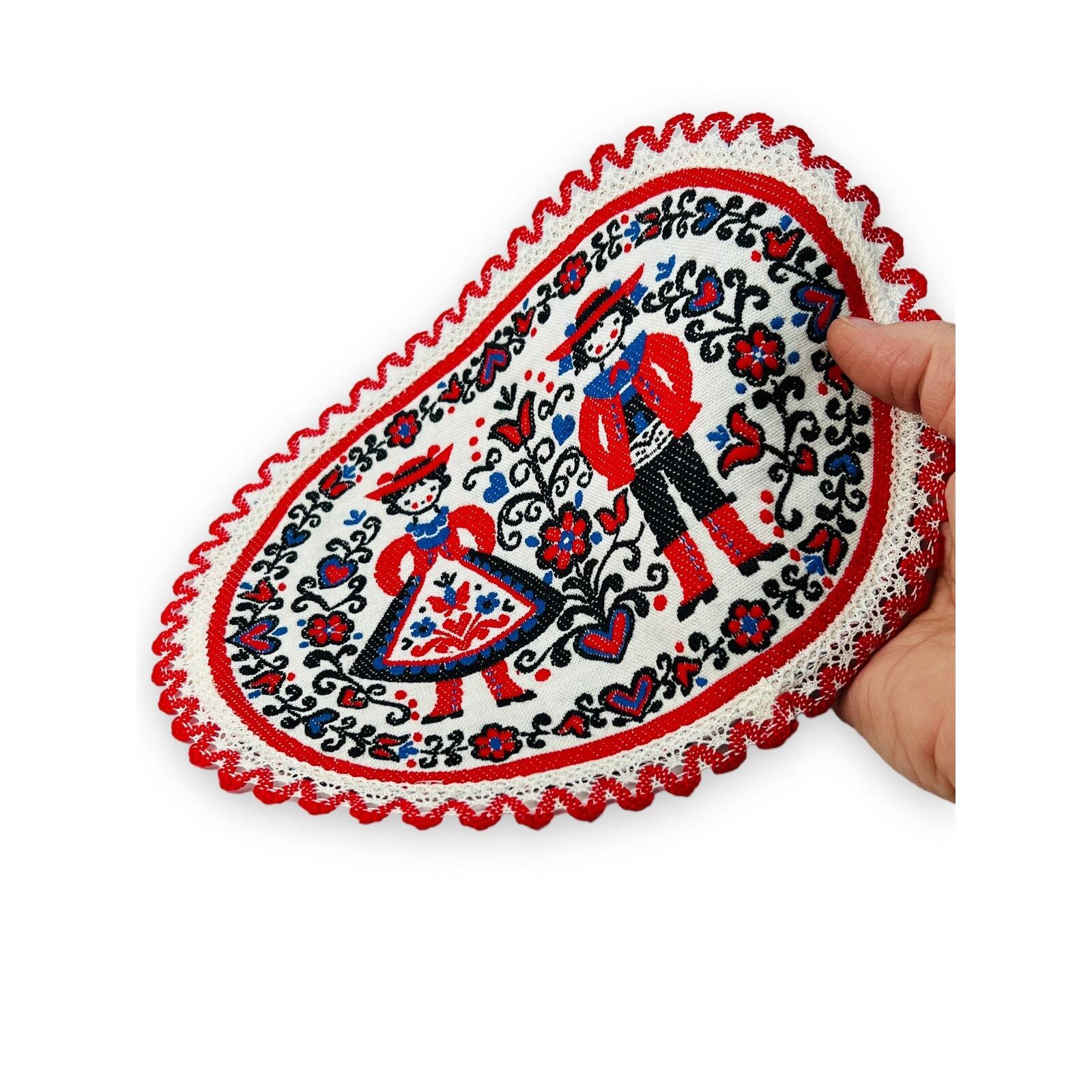 Tiroler Webkunst Embroidered Folk Art Austrian/German Vintage Hot Pad Or Doily