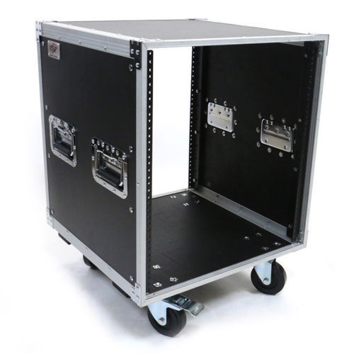 12 Space Studio Rack Case with 4" Caster Wheels ATA-style fits Amp or Effects