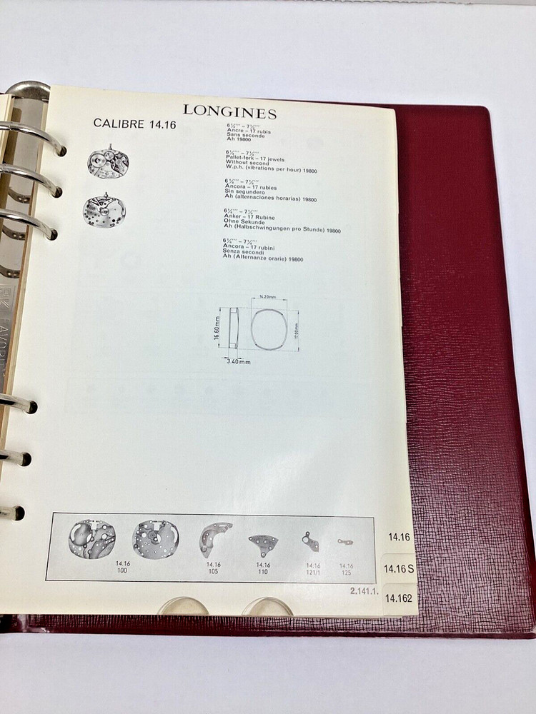 Longines #10 Technical Caliber Dictionary Parts Watch Technical Document