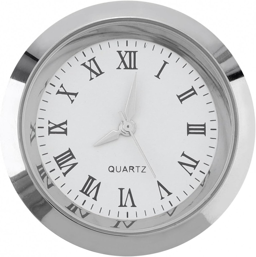 1-1/2 Inch (37 mm) Round mini Quartz Clock Insert Replacement Small, Silver