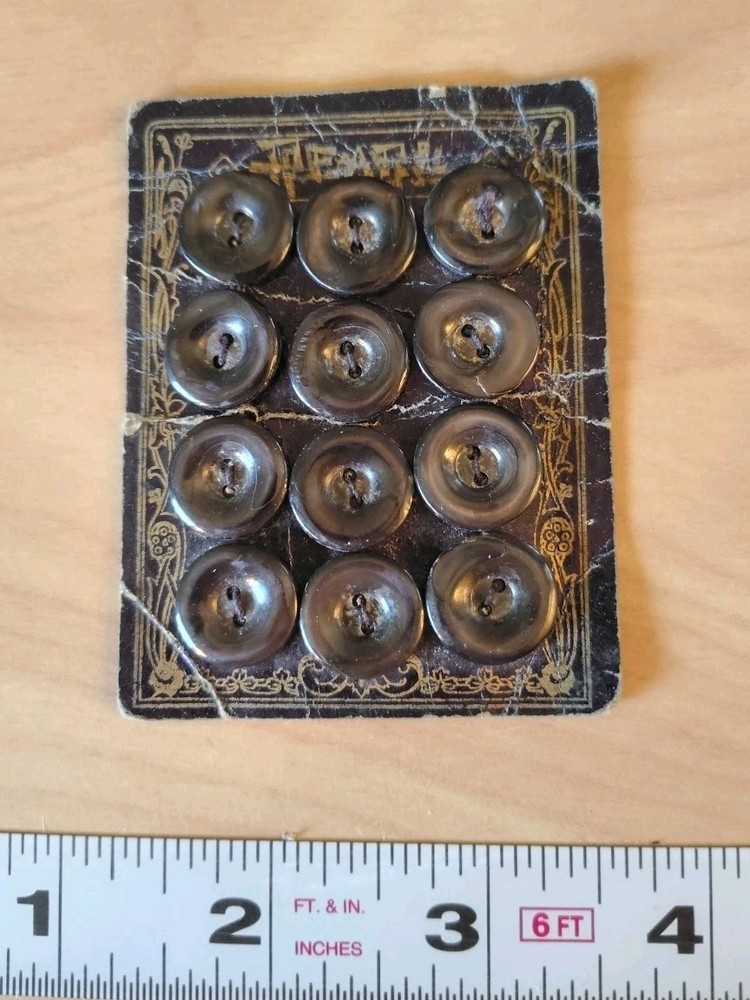Antique Dark PEARL Shell Buttons Original Card