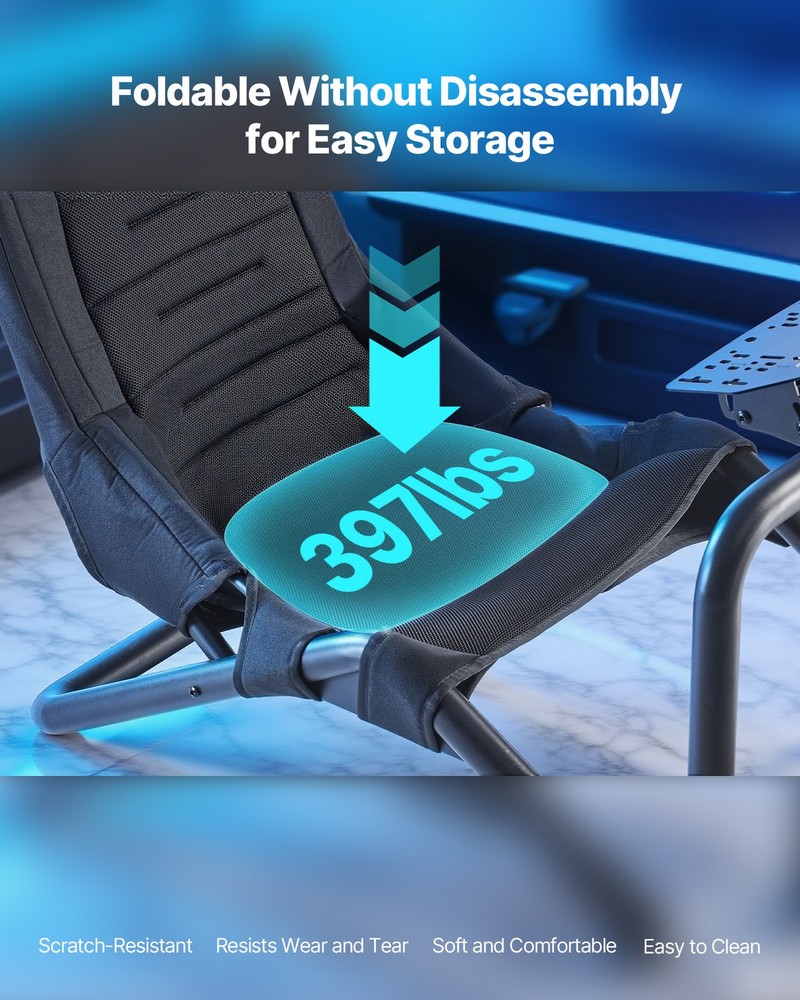 VEVOR Racing Simulator Cockpit Wheel Stand Integrated Fit Logitech Thrustmaster