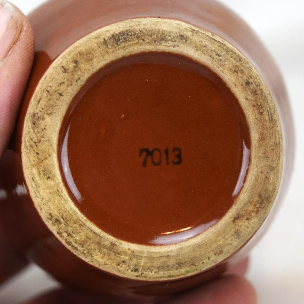 Small Brown Glazed Pottery Jug Marked 7013 On Bottom MINT