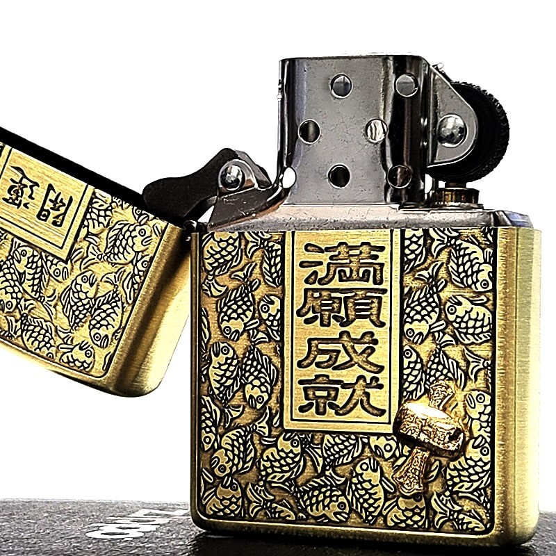 Zippo Magic Mallet Good Luck Brass Satin One Sided Processing Lighter Regular