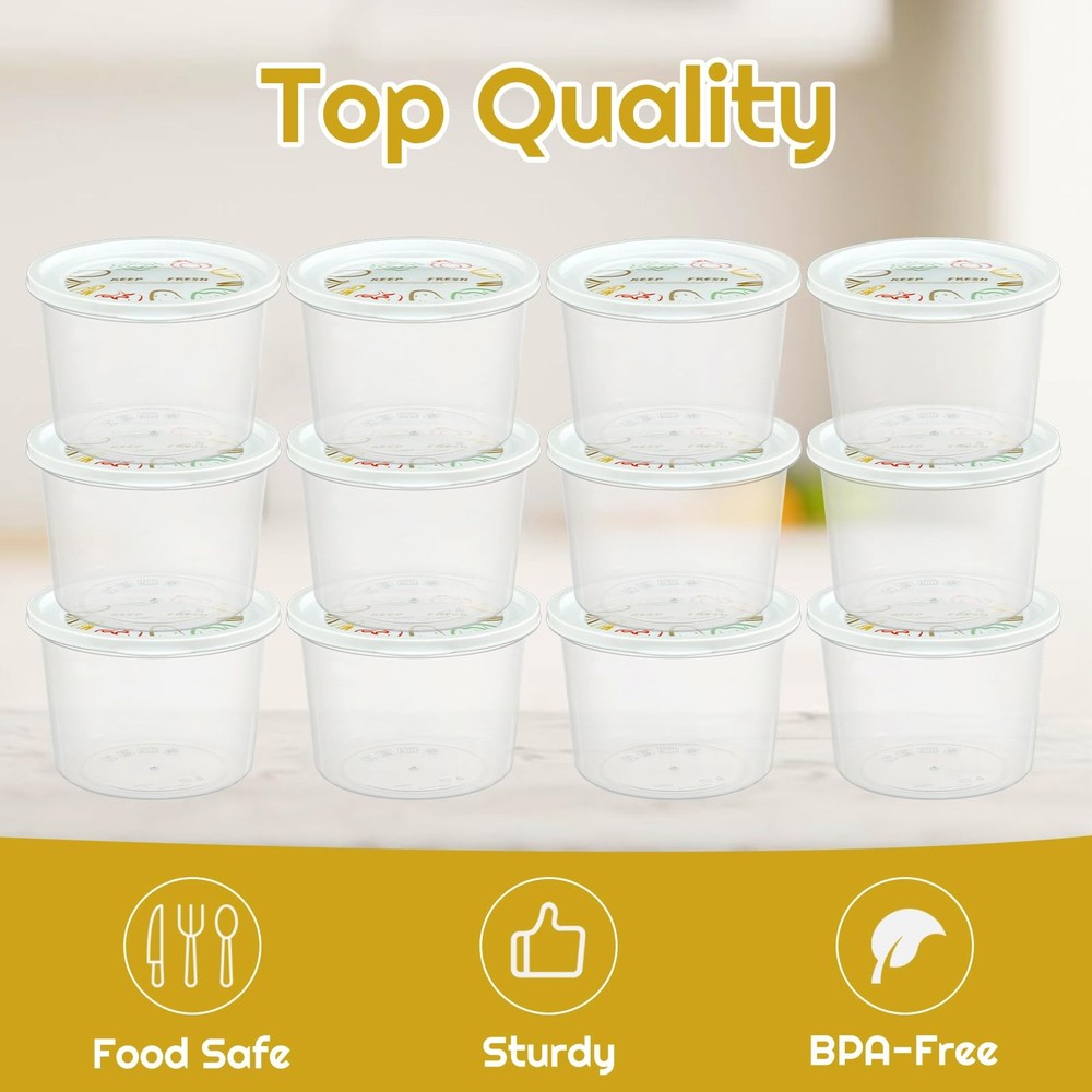 12pcs Pizza Dough Proofing Box with Lids, 1100ML Stackable Dough Proofing Con...