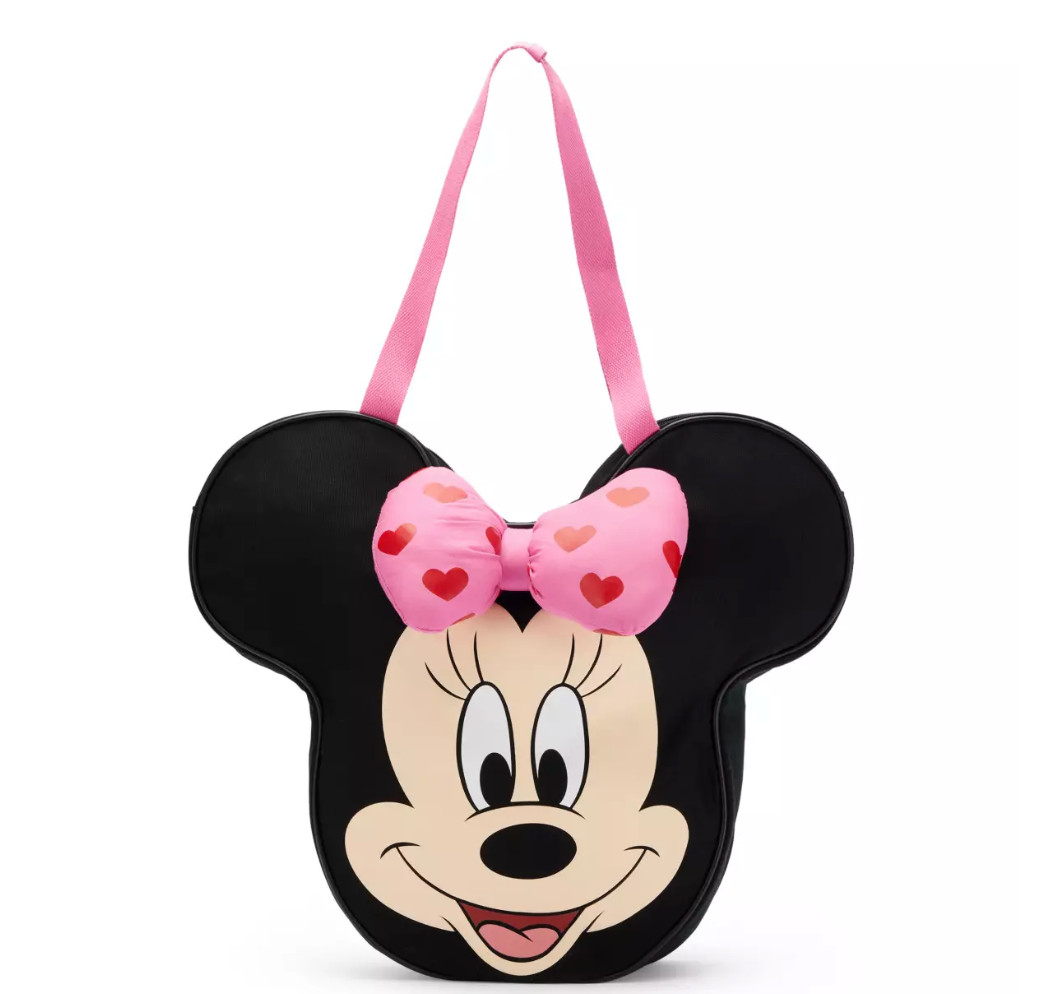 2026 Disney Parks Minnie Mouse Valentine’s Day Face Hearts Large Canvas Tote Bag