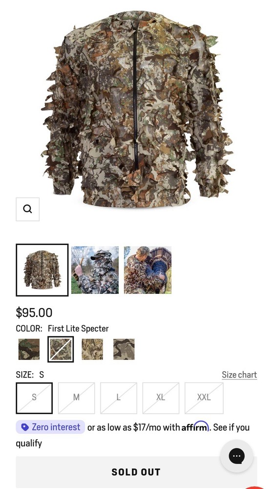First Lite Phantom 3D Leafy Jacket (Specter) Small