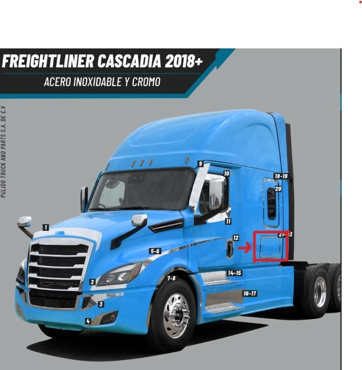 FREIGHTLINER CASCADIA EVOLUTION SLEEPER DOOR CHROME TRIM #10808