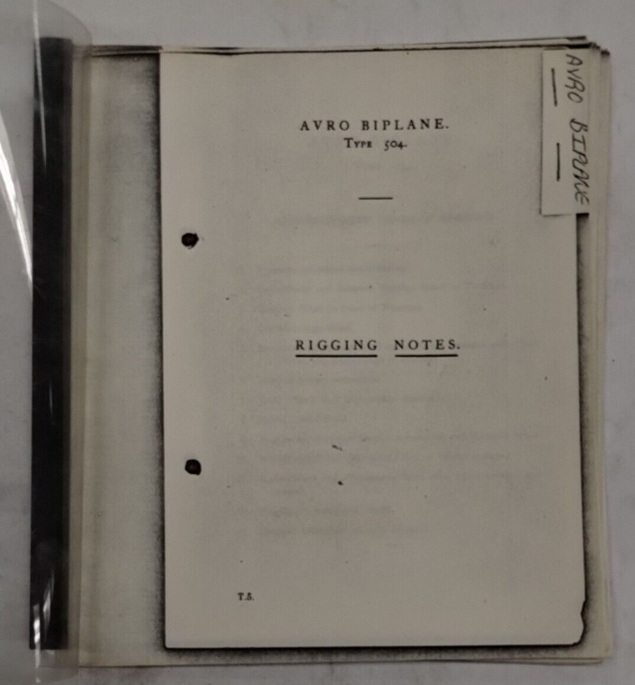 Avro Biplane Type 504 Rigging Notes-Copy