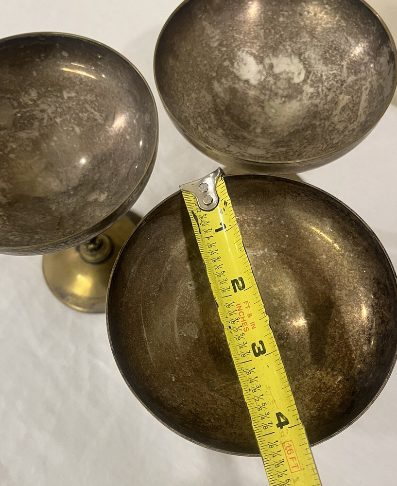 3-Vintage Valero EPB Silver Spain Gothic WEDDING GOBLETS Pedestal Champagne Cups