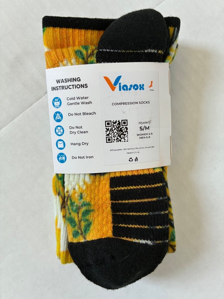 Viasox Compression Socks Size S/M Floral Print