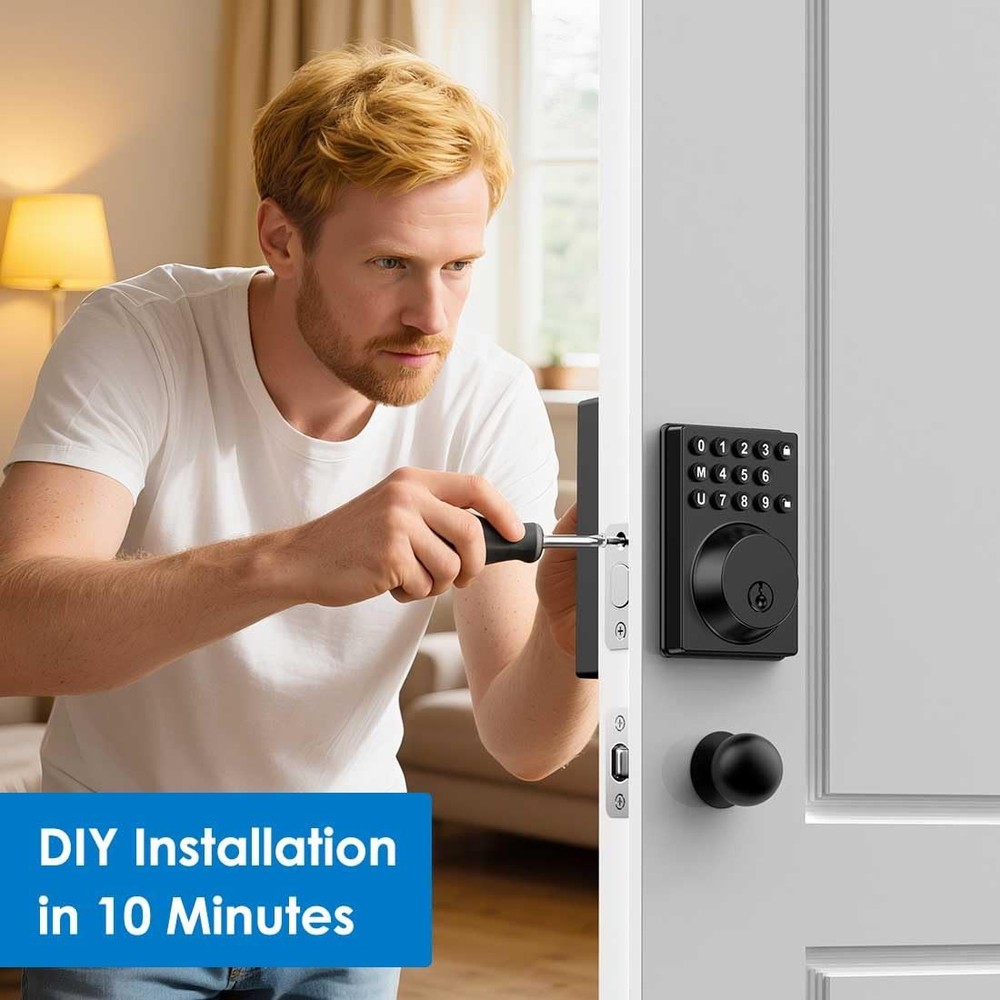 Keyless Entry Front Door Lock Keypad Deadbolt Matte Black with