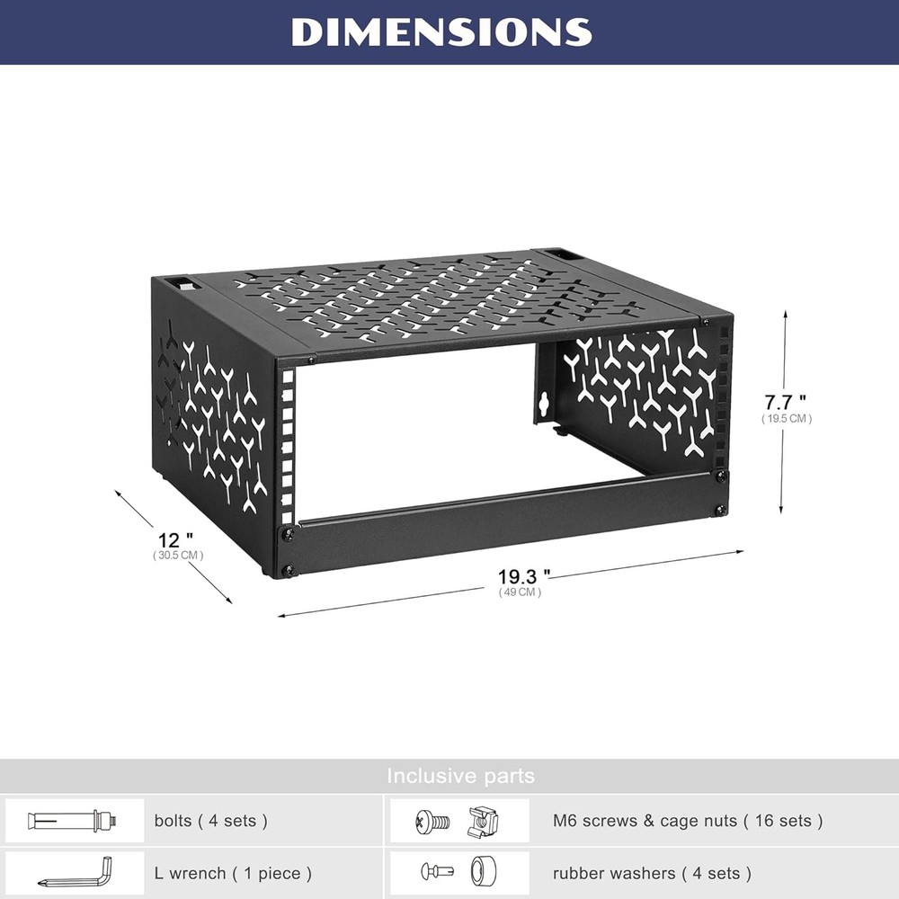 4U Wall-Mount & Desktop Server Rack, 12" Depth, Foldable with 1U Blank Panel - O