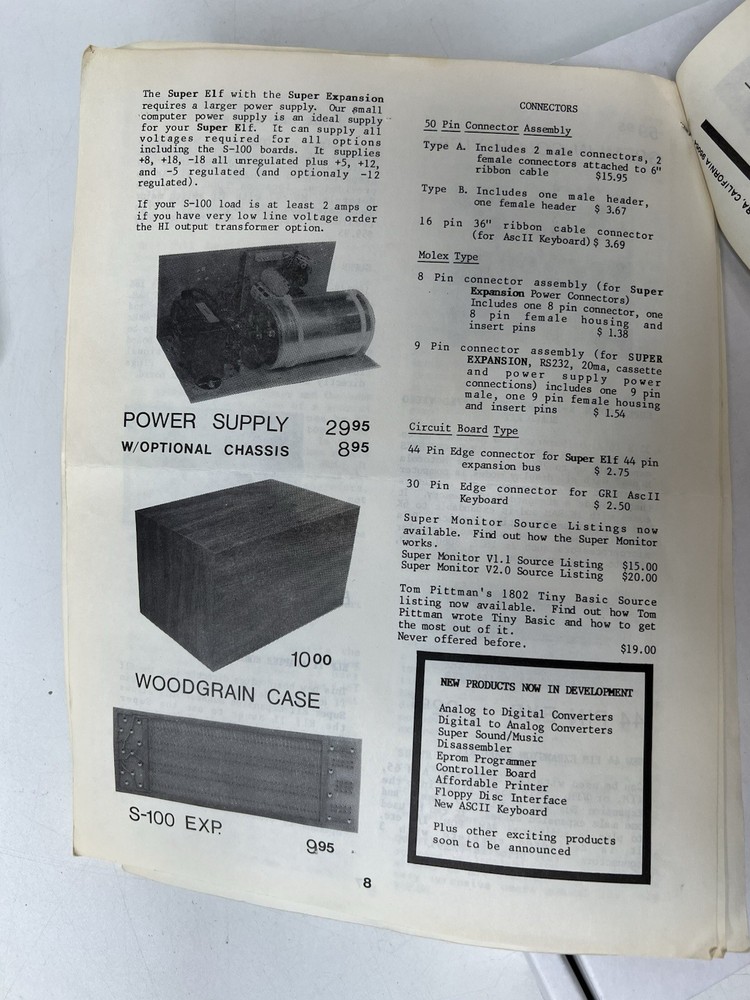 Quest Super ELF 1802 Expendable Micro Computer Accessories Catalog W Discription