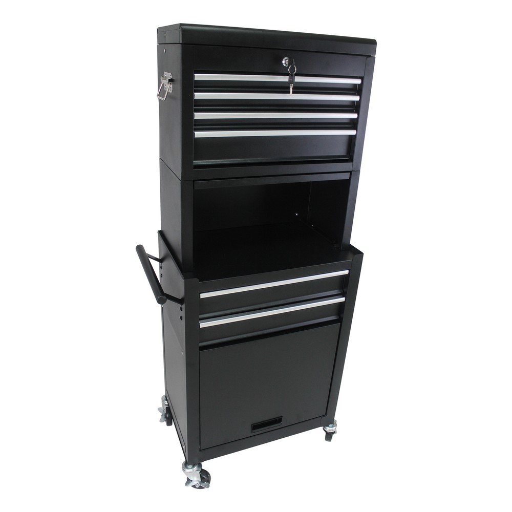 High Capacity 6-Drawer Rolling Tool Chest with Wheels - Durable Black Storage