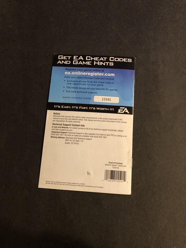 need for speed undercover xbox 360 Manual Only