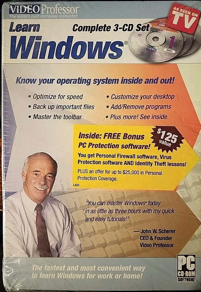 VIDEO PROFESSOR 3 PC CD-ROM SOFTWARE LEARN NEW SEALED Box A Little Scrunched