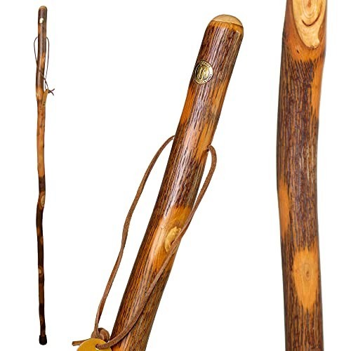 Rustic Hickory Walking Stick with Traditional Handle - Durable & Stylish for Men